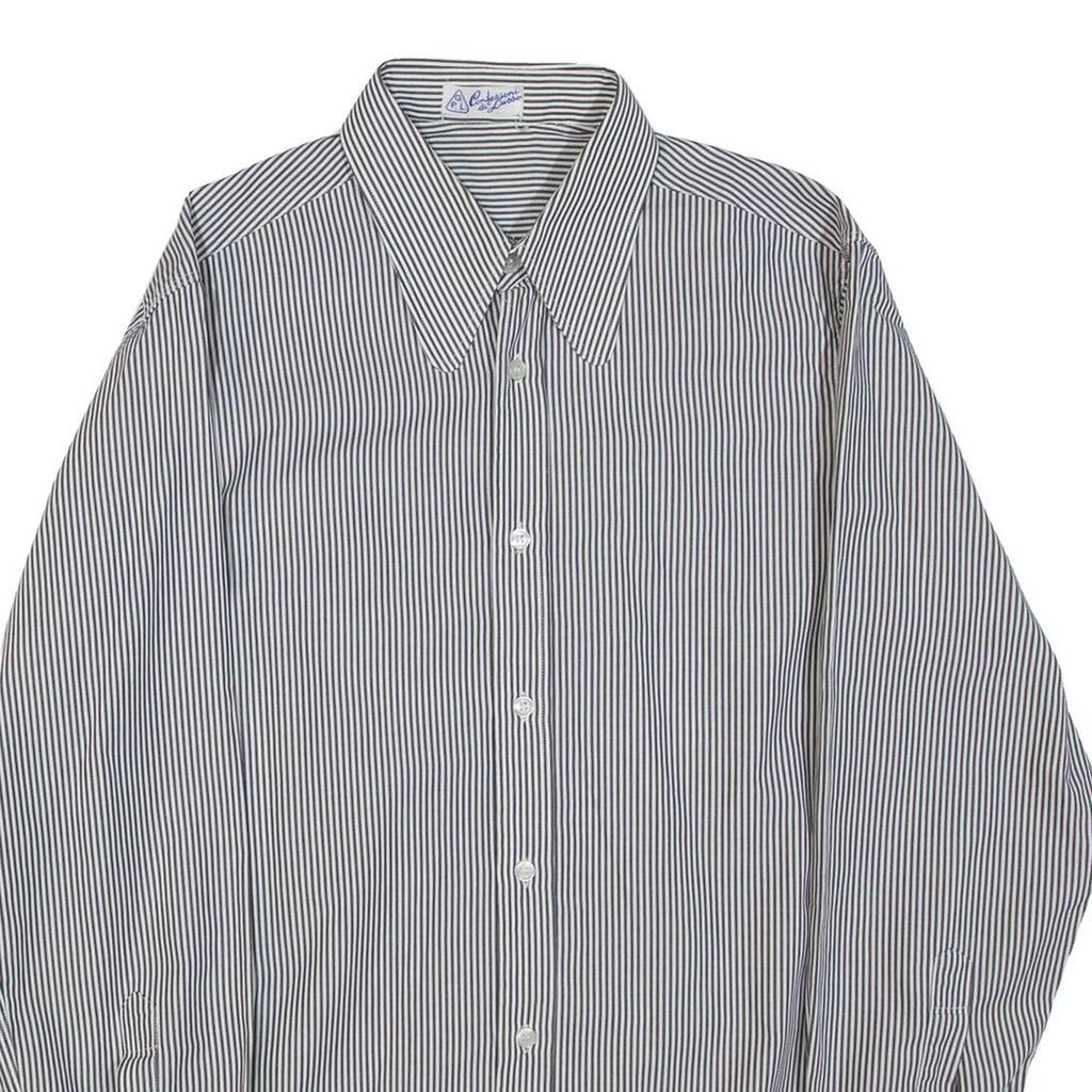 CONFEZIONI DE LUSSO Mens Shirt Black Striped Long Sleeve M