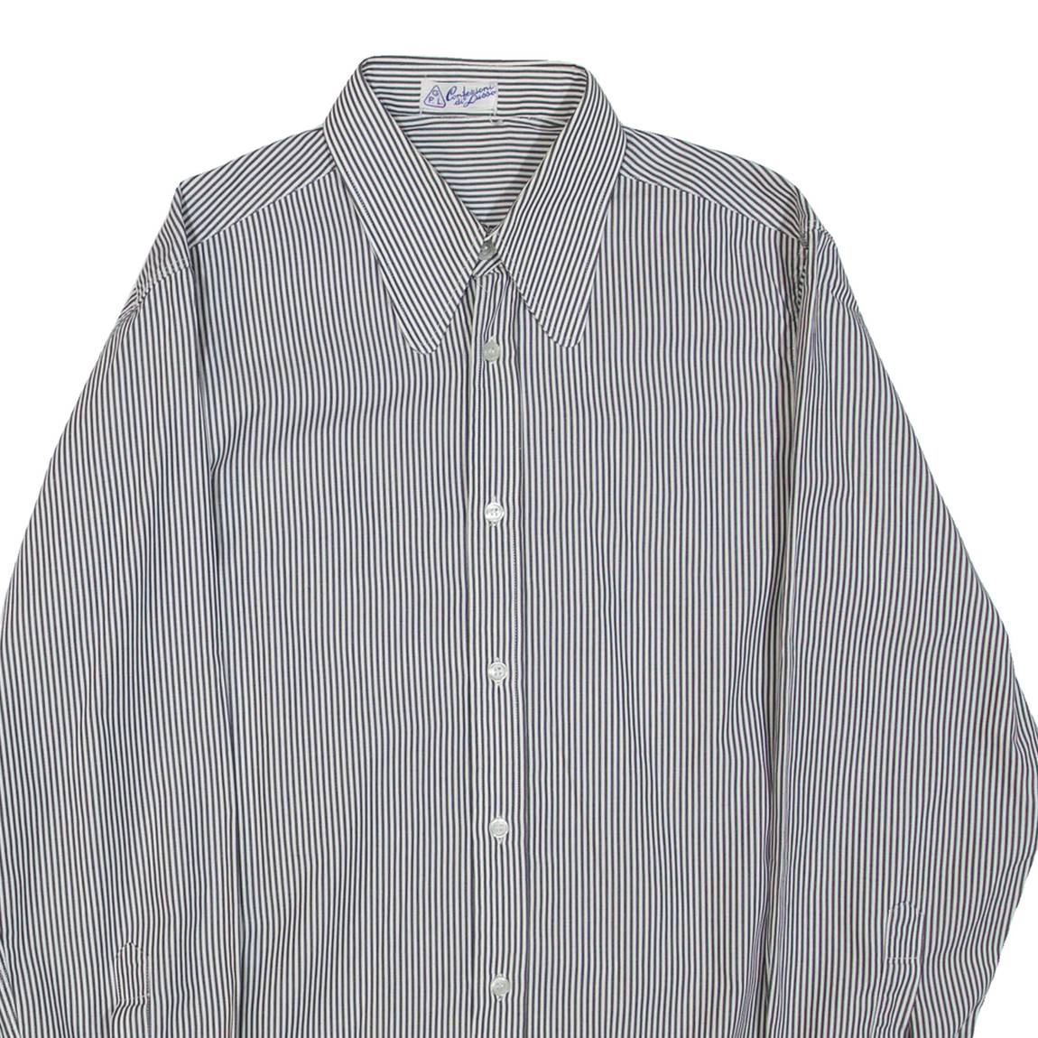 CONFEZIONI DE LUSSO Mens Shirt Black Striped Long Sleeve M