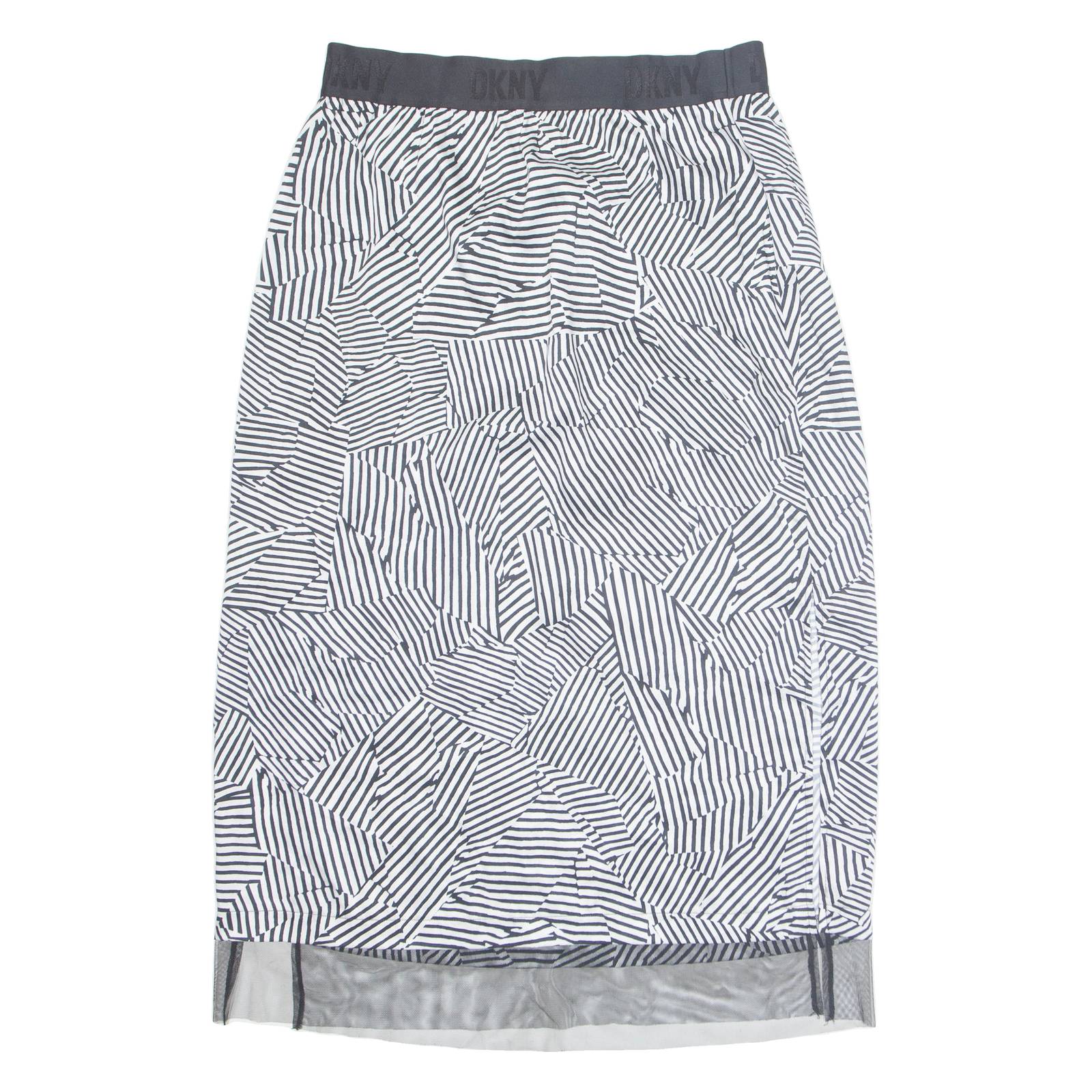 DKNY Womens Straight Skirt Black Midi Crazy Pattern L