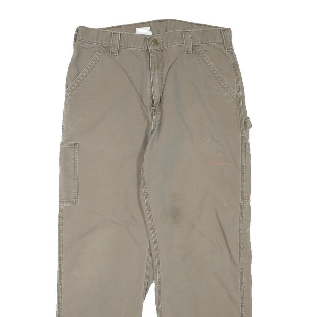 CARHARTT Mens Cotton Blend Beige Regular Fit Straight Leg Trousers W34 L30