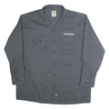DICKIES Mens Grey & Green Workwear Shirt XL TaskRabbit Embroidered Logo Button