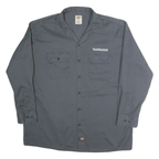DICKIES Mens Grey & Green Workwear Shirt XL TaskRabbit Embroidered Logo Button