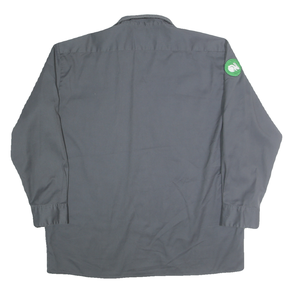 DICKIES Mens Grey & Green Workwear Shirt XL TaskRabbit Embroidered Logo Button