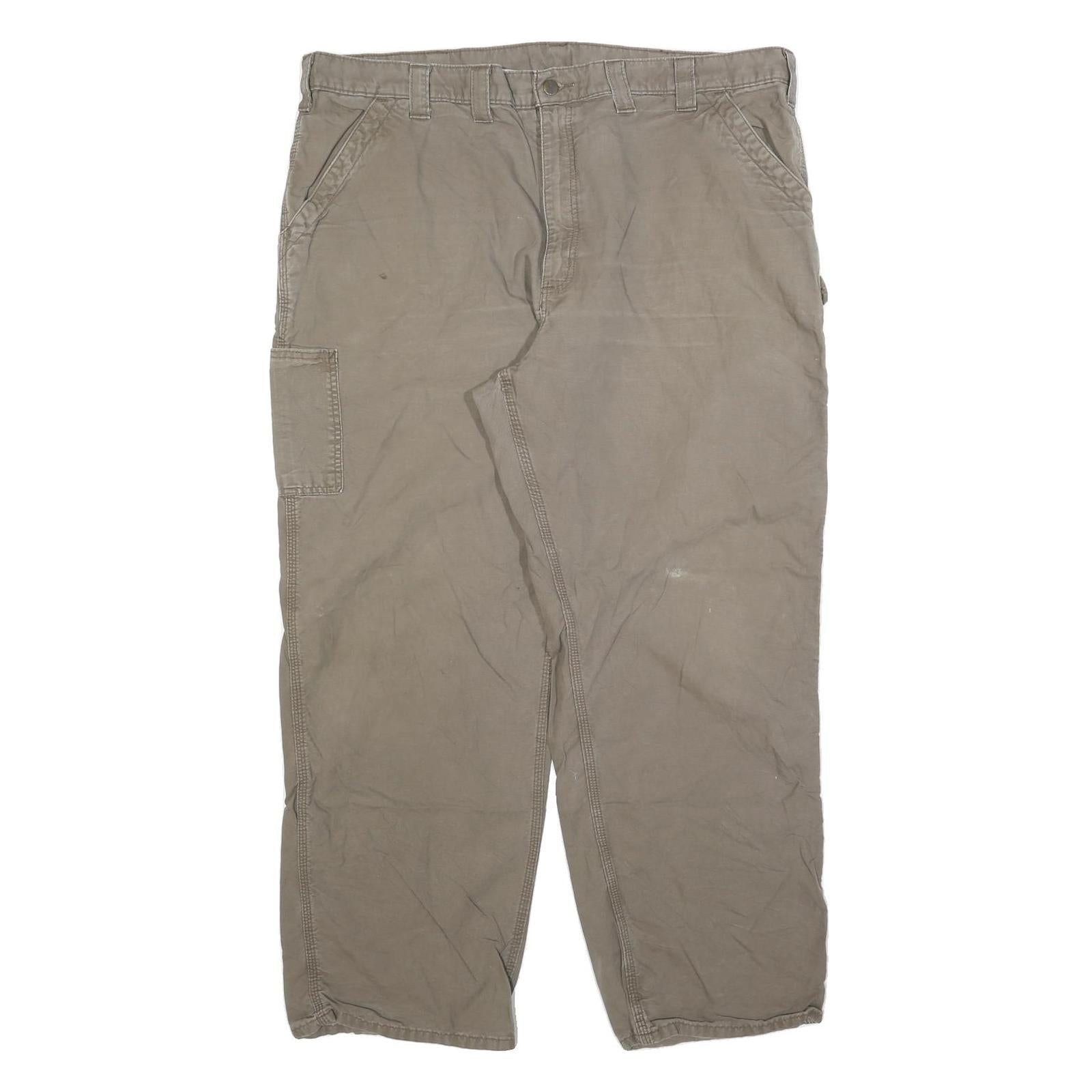 CARHARTT Mens Brown Cotton Blend Woven Relaxed Fit Straight Leg W44 L32 Workwear