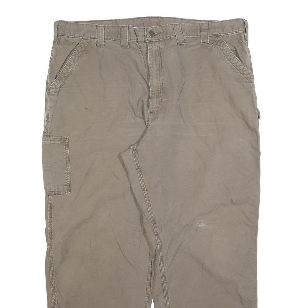 CARHARTT Mens Brown Cotton Blend Woven Relaxed Fit Straight Leg W44 L32 Workwear