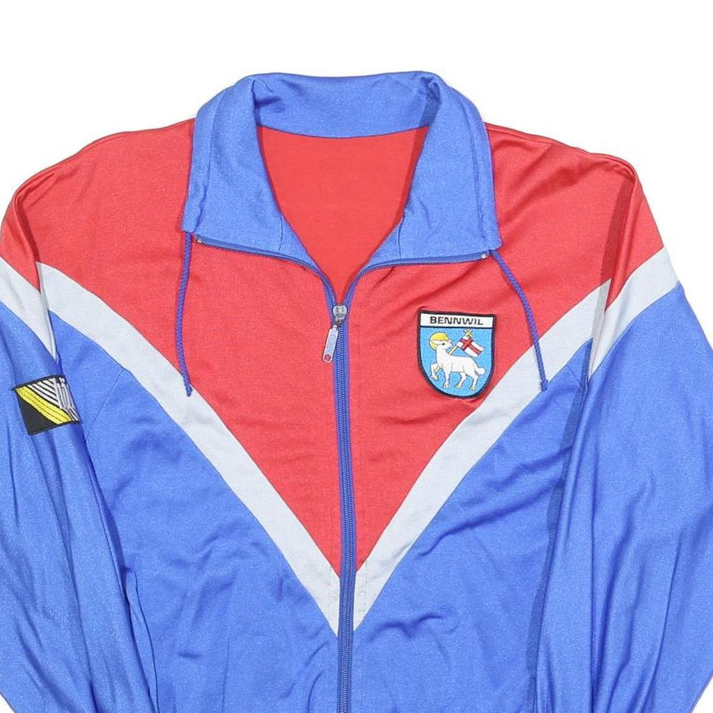 Mens Blue & Red Shield Zip Jacket M Polyester Blend Retro Vintage Athletic