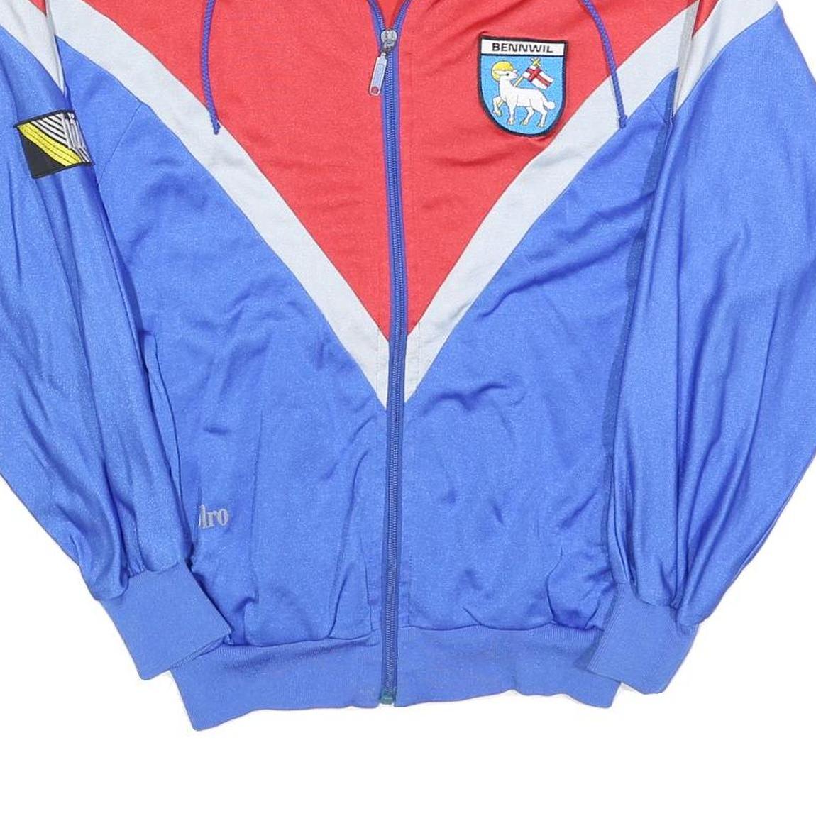 Mens Blue & Red Shield Zip Jacket M Polyester Blend Retro Vintage Athletic