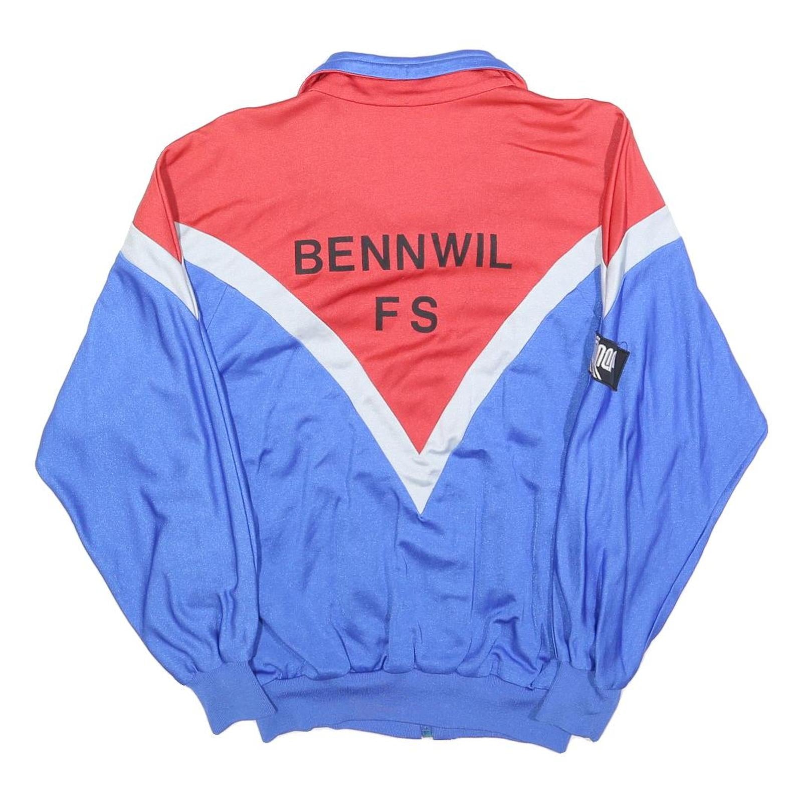 Mens Blue & Red Shield Zip Jacket M Polyester Blend Retro Vintage Athletic