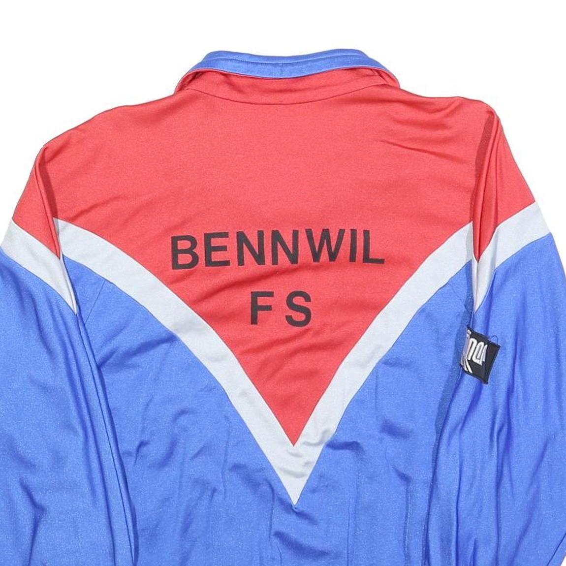 Mens Blue & Red Shield Zip Jacket M Polyester Blend Retro Vintage Athletic