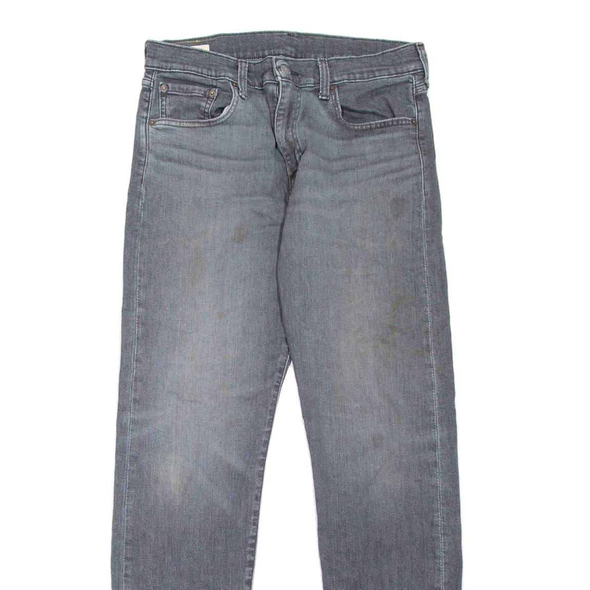 LEVI'S 502 Jeans BIG E Mens Grey Regular Tapered Stone Wash W32 L34