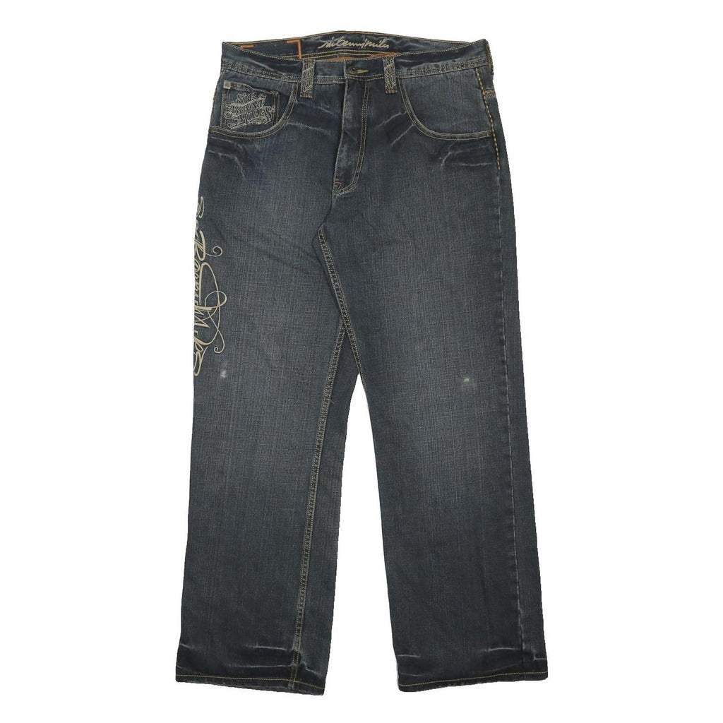 SIR BENNI MILES Mens Jeans Blue Relaxed Straight Denim Medium Wash W36 L32