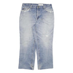 CARHARTT Mens Regular Fit Blue Denim Jeans W34 L28 Distressed Cotton Blend Zip