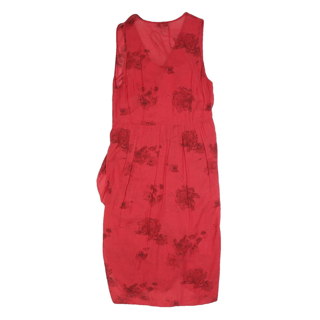 IRO Womens Red Floral Sleeveless Midi Dress L Elegant V-Neck Summer Style