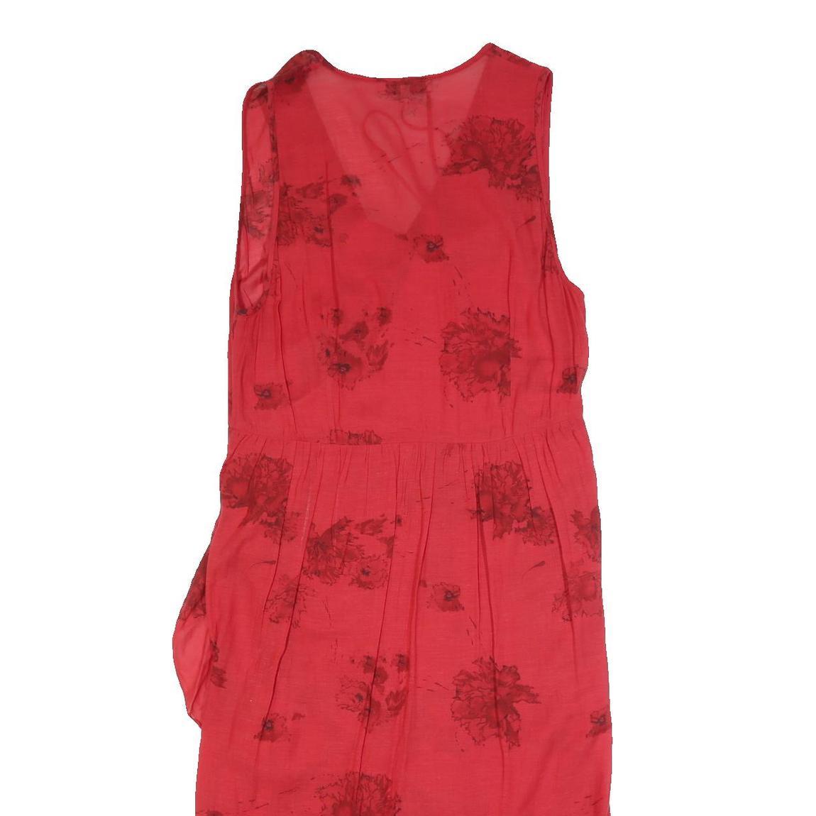 IRO Womens Red Floral Sleeveless Midi Dress L Elegant V-Neck Summer Style