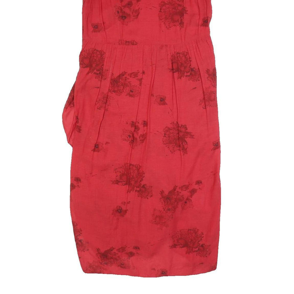 IRO Womens Red Floral Sleeveless Midi Dress L Elegant V-Neck Summer Style