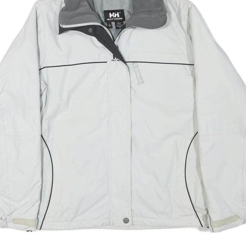 HELLY HANSEN Mens White Grey Outdoor Jacket S Polyester Plain Zip Hooded