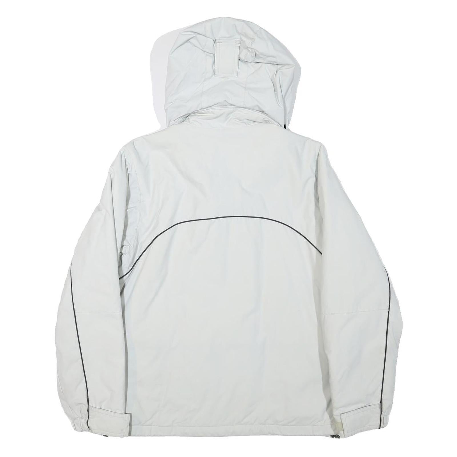 HELLY HANSEN Mens White Grey Outdoor Jacket S Polyester Plain Zip Hooded