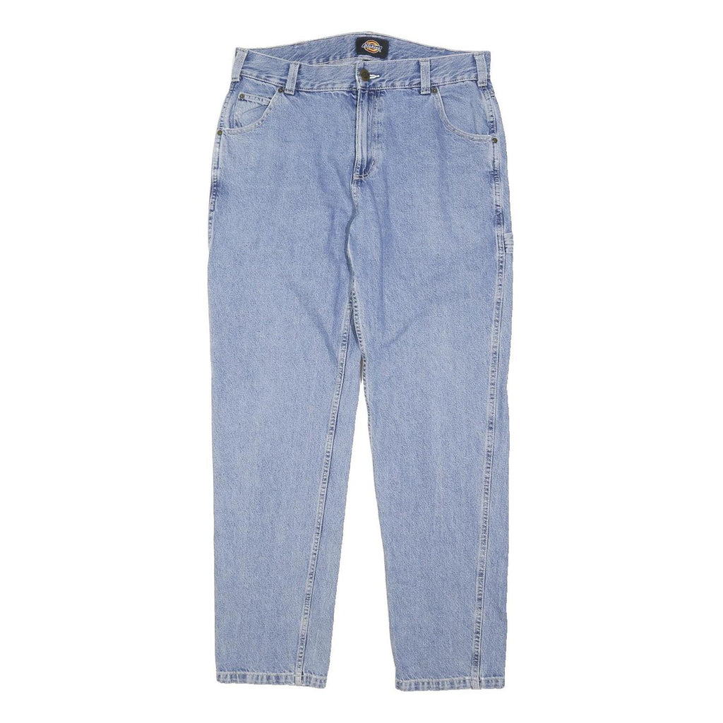 DICKIES Mens Regular Fit Light Blue Denim Jeans W34 L32 Button Closure Casual