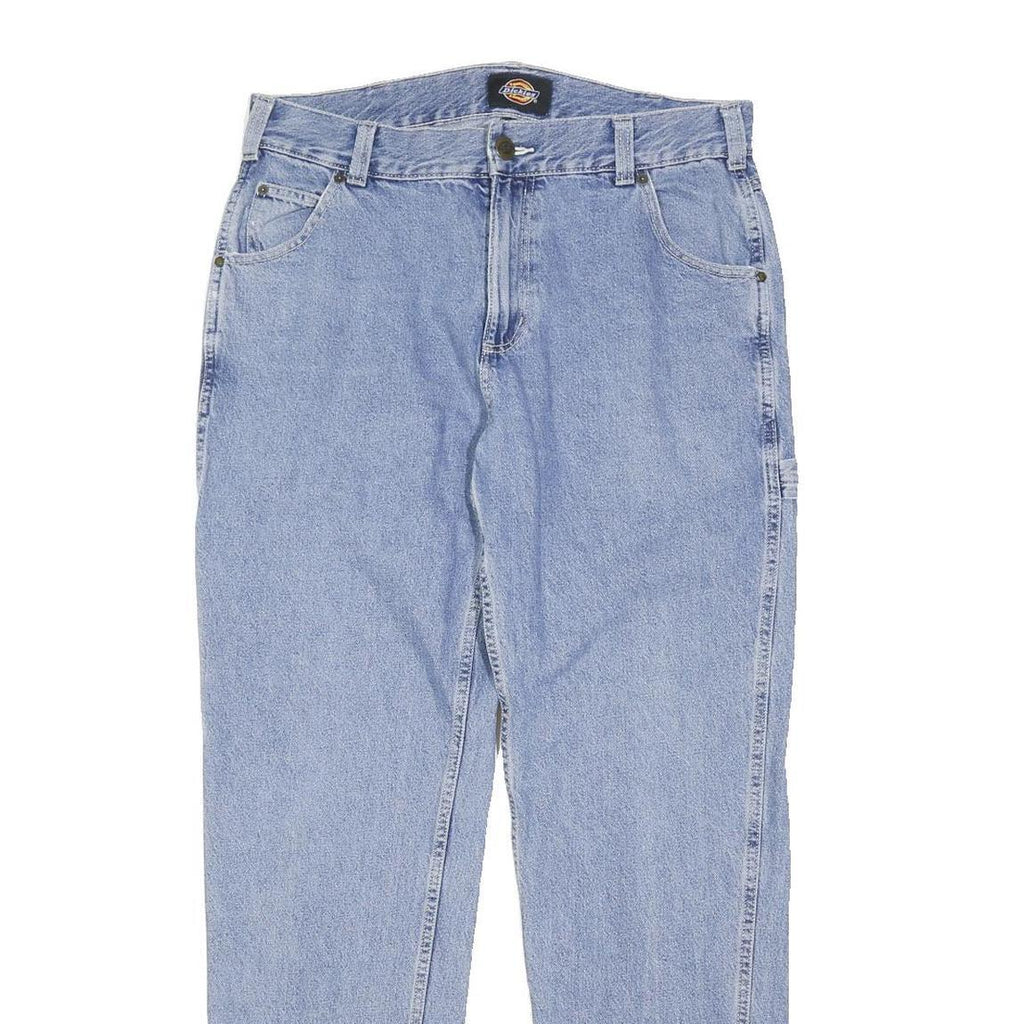 DICKIES Mens Regular Fit Light Blue Denim Jeans W34 L32 Button Closure Casual