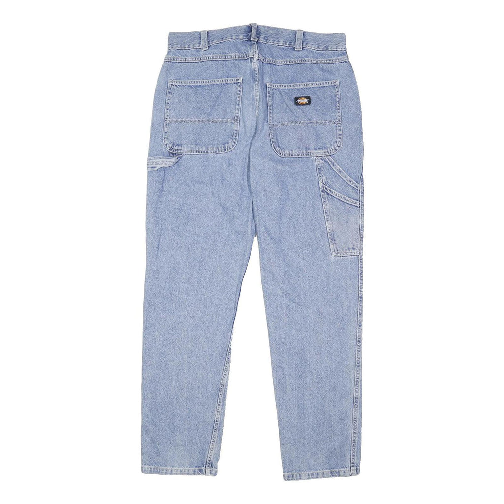 DICKIES Mens Regular Fit Light Blue Denim Jeans W34 L32 Button Closure Casual