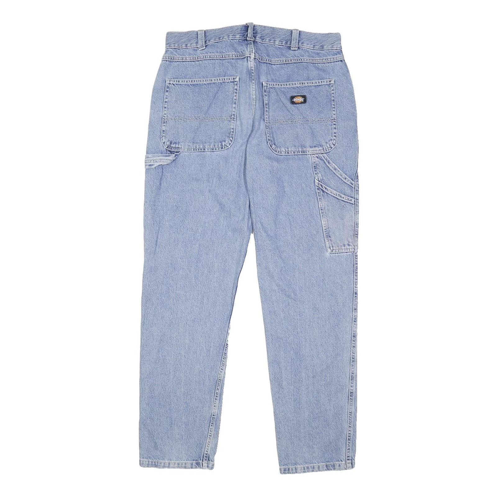 DICKIES Mens Regular Fit Light Blue Denim Jeans W34 L32 Button Closure Casual