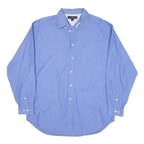 TOMMY HILFIGER Mens Blue Regular Fit Cotton Blend Shirt L Casual Long Sleeve