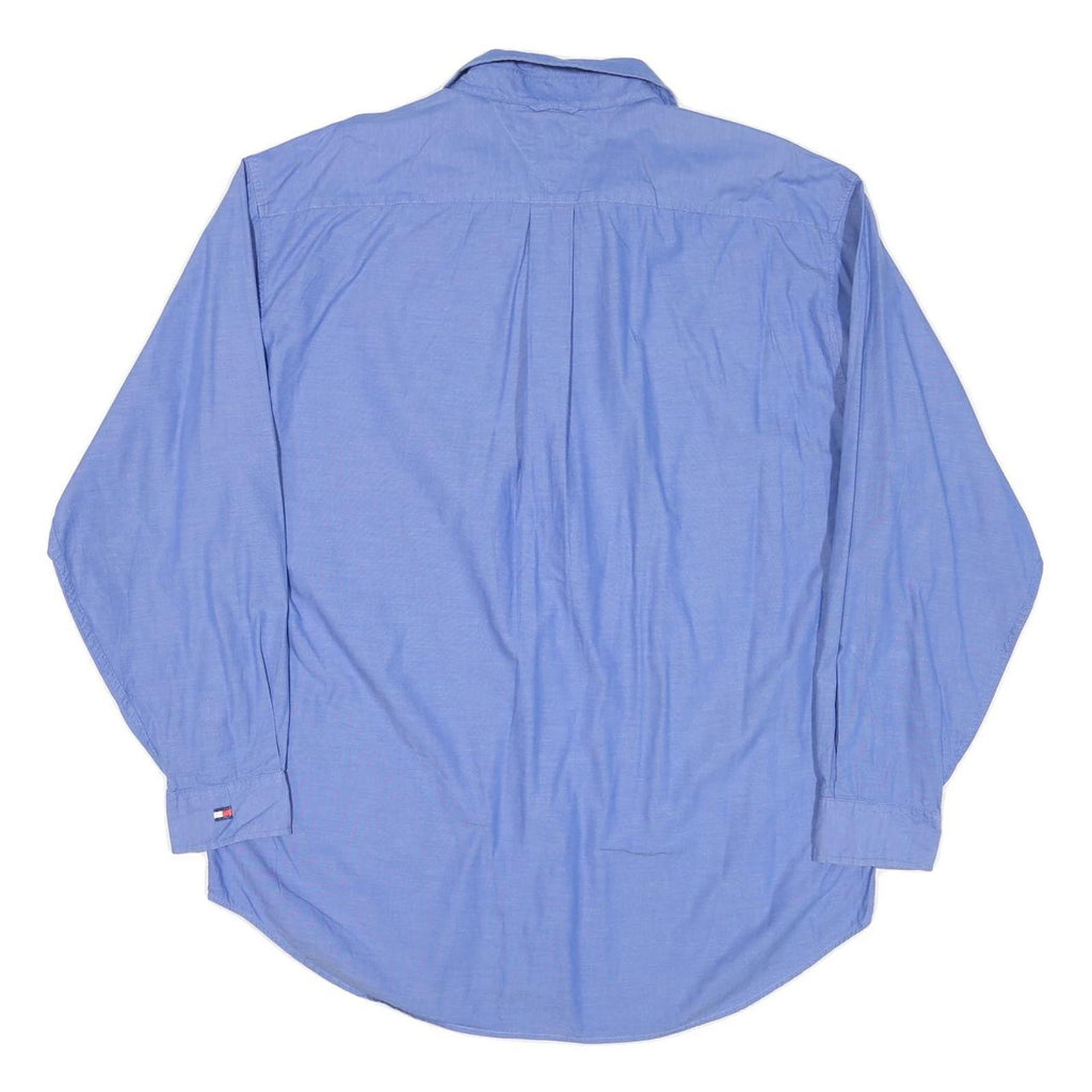 TOMMY HILFIGER Mens Blue Regular Fit Cotton Blend Shirt L Casual Long Sleeve