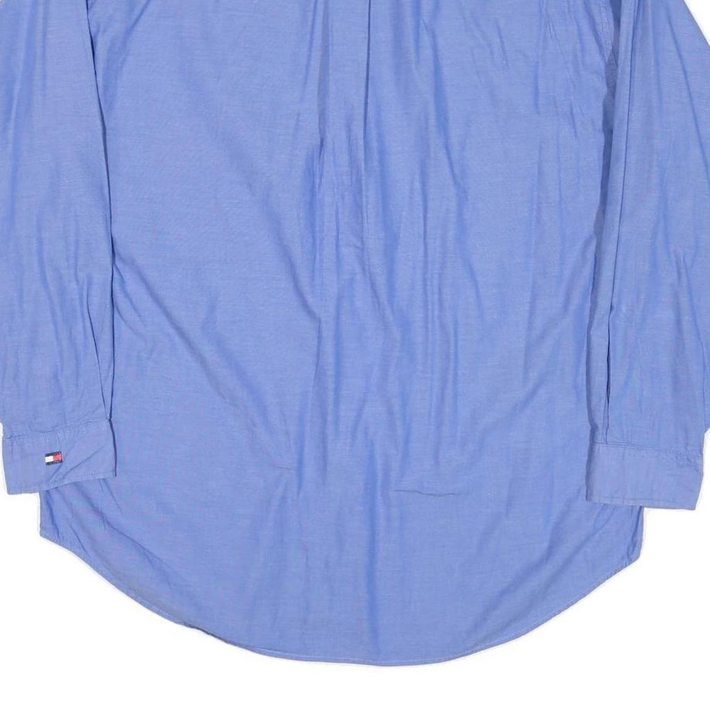 TOMMY HILFIGER Mens Blue Regular Fit Cotton Blend Shirt L Casual Long Sleeve