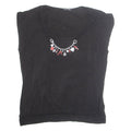 FIORELLA RUBINO Rhinestone Womens Printed Blouse Black Sleeveless Viscose L