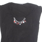 FIORELLA RUBINO Rhinestone Womens Printed Blouse Black Sleeveless Viscose L