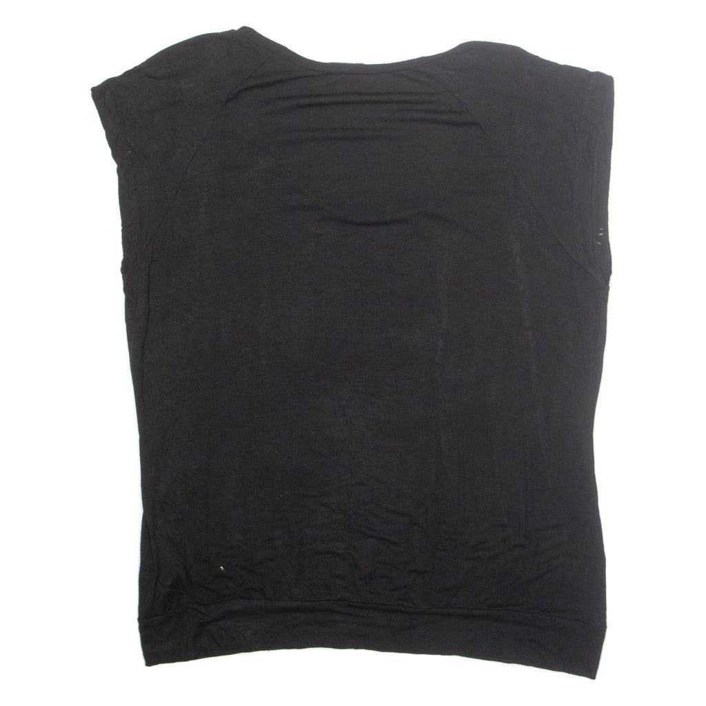 FIORELLA RUBINO Rhinestone Womens Printed Blouse Black Sleeveless Viscose L