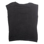 FIORELLA RUBINO Rhinestone Womens Printed Blouse Black Sleeveless Viscose L