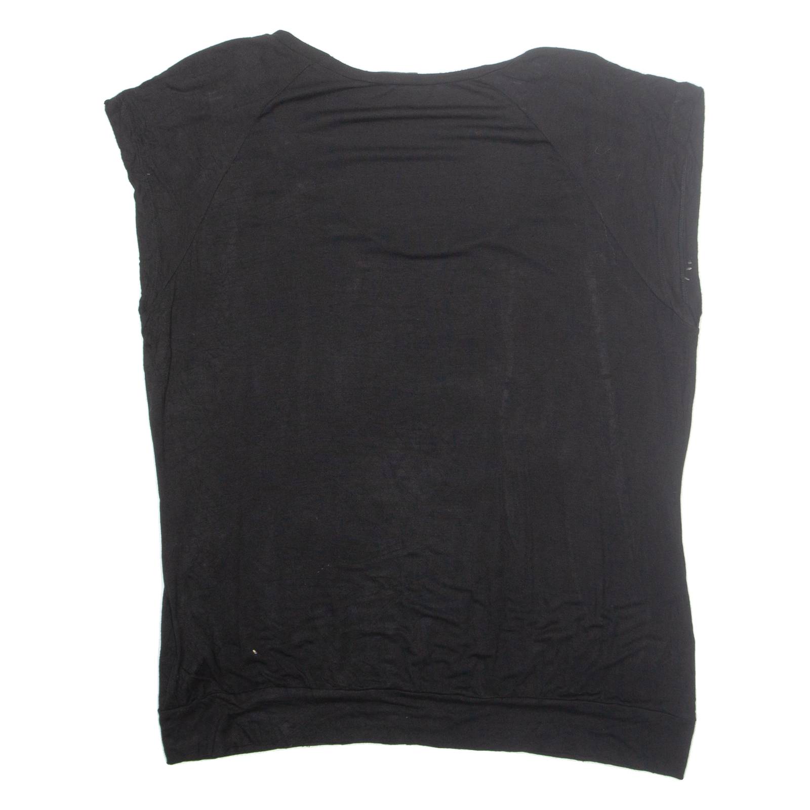 FIORELLA RUBINO Rhinestone Womens Printed Blouse Black Sleeveless Viscose L