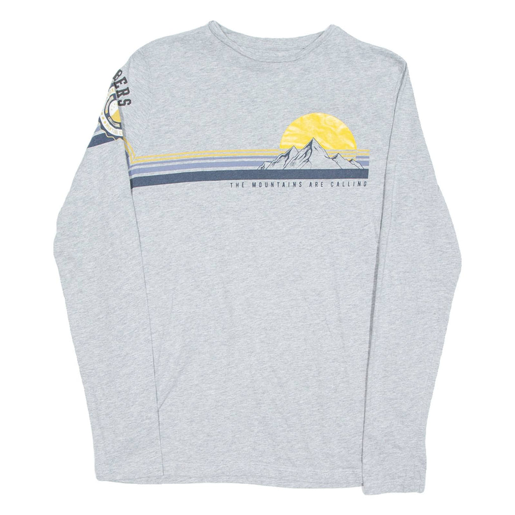 The Mountains Are Calling Mens T-Shirt Grey Long Sleeve XS