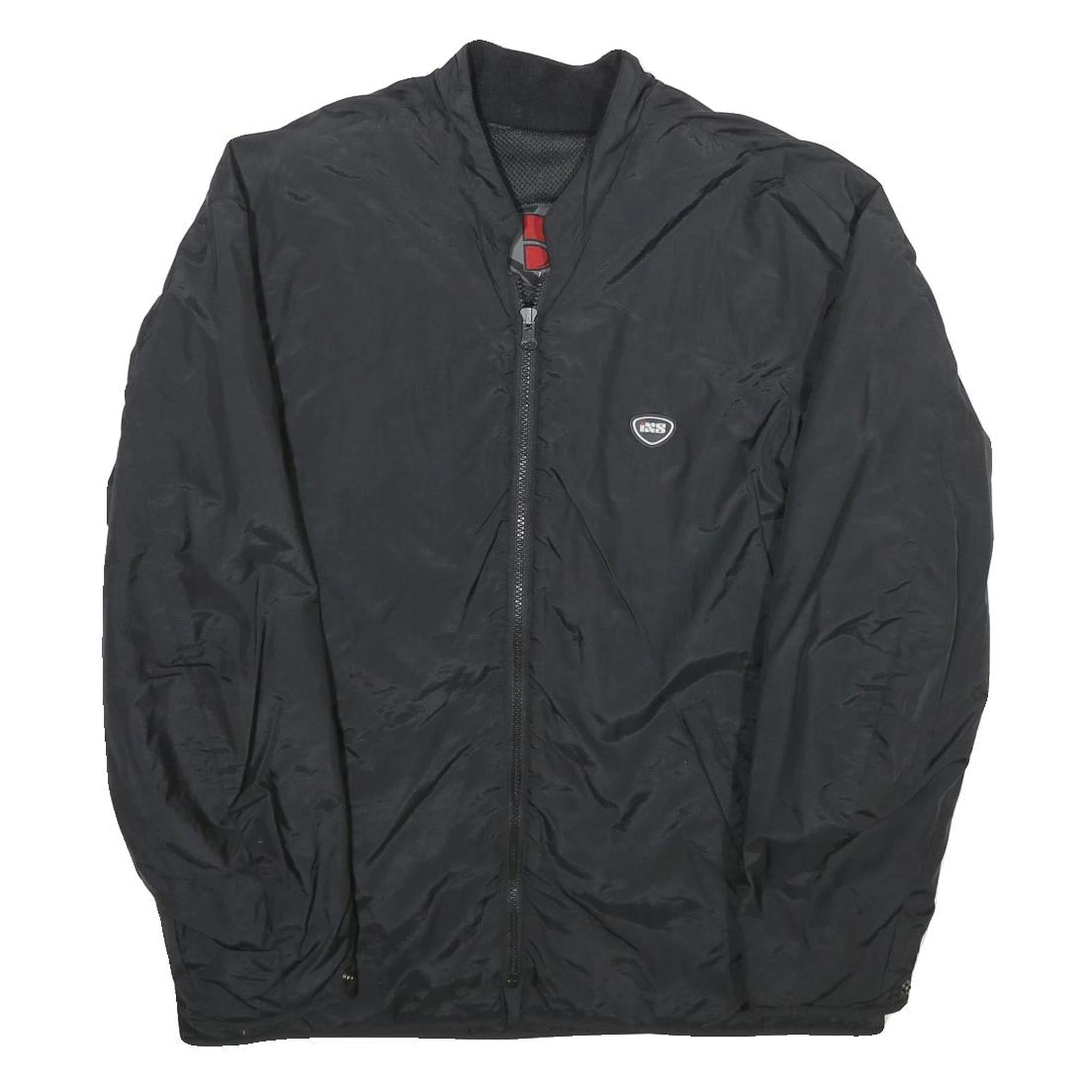 IXS Mens Black Nylon Jacket L Long Sleeve Zip Classic Casual Lightweight