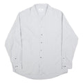 CALVIN KLEIN Mens White & Grey Striped Long Sleeve Shirt L Classic Cotton Blend