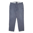 NAUTICA Mens Cotton Blue Slim Straight Trousers W33 L30 Casual Smart Zip