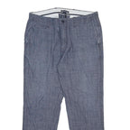 NAUTICA Mens Cotton Blue Slim Straight Trousers W33 L30 Casual Smart Zip
