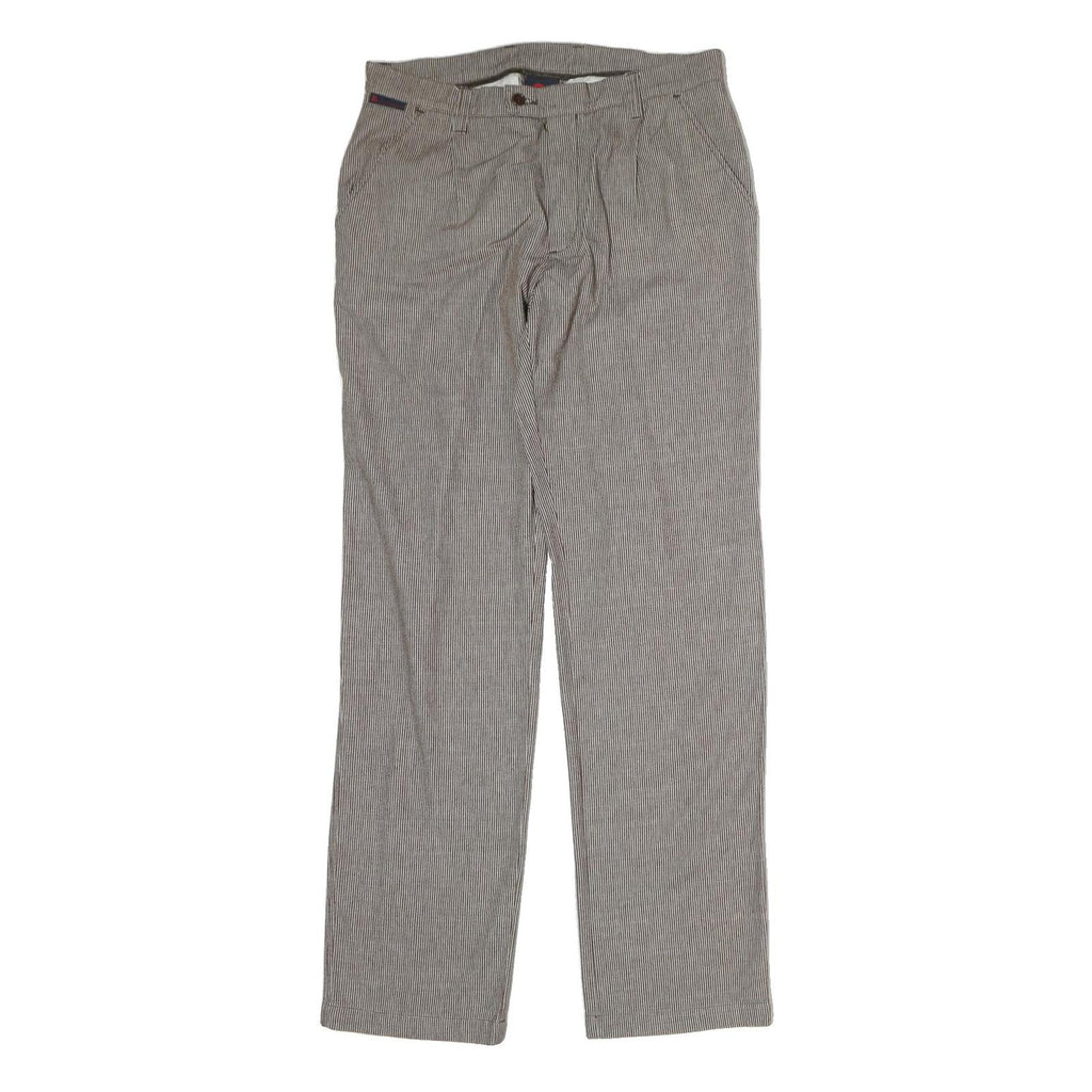 DOLCE & GABBANA Mens Cotton Beige Pinstripe Regular Fit Straight Leg Trousers