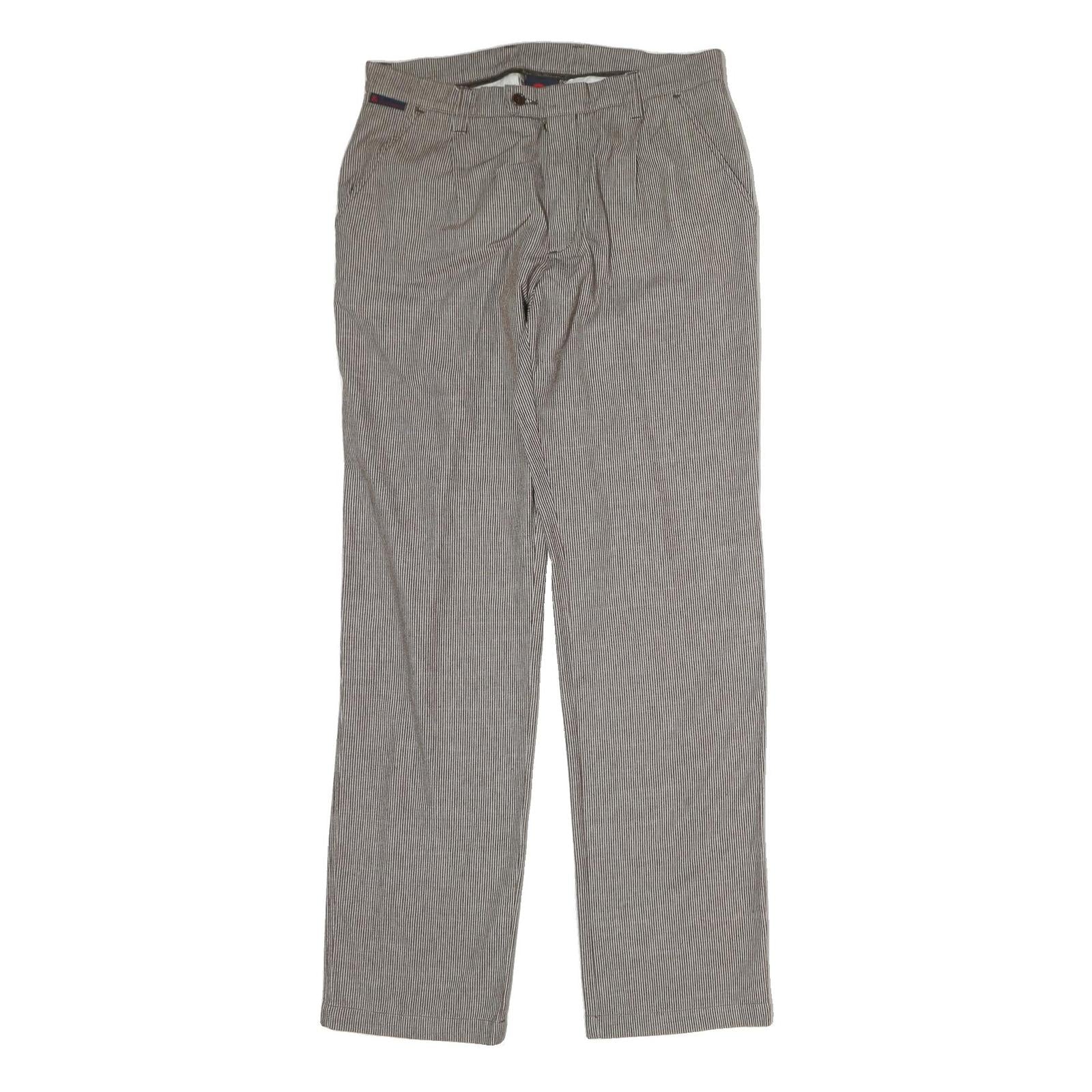 DOLCE & GABBANA Mens Cotton Beige Pinstripe Regular Fit Straight Leg Trousers