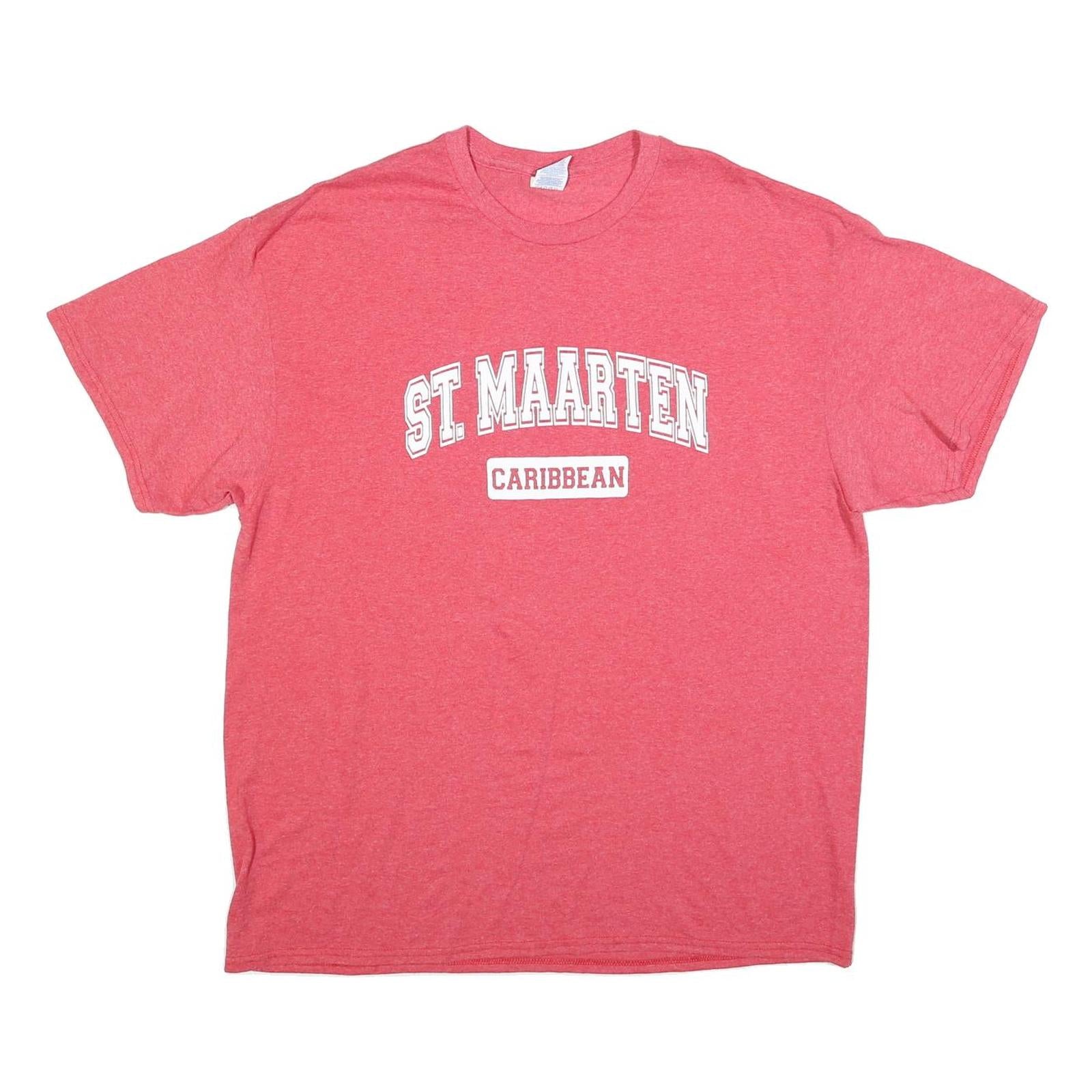 DELTA Mens Red St Maarten Caribbean T-Shirt XL Short Sleeve Crew Neck Casual
