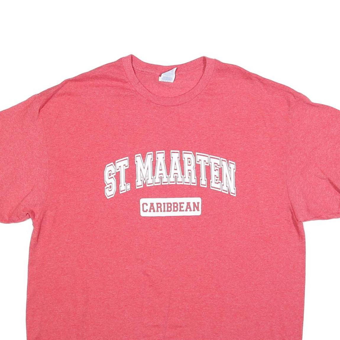 DELTA Mens Red St Maarten Caribbean T-Shirt XL Short Sleeve Crew Neck Casual