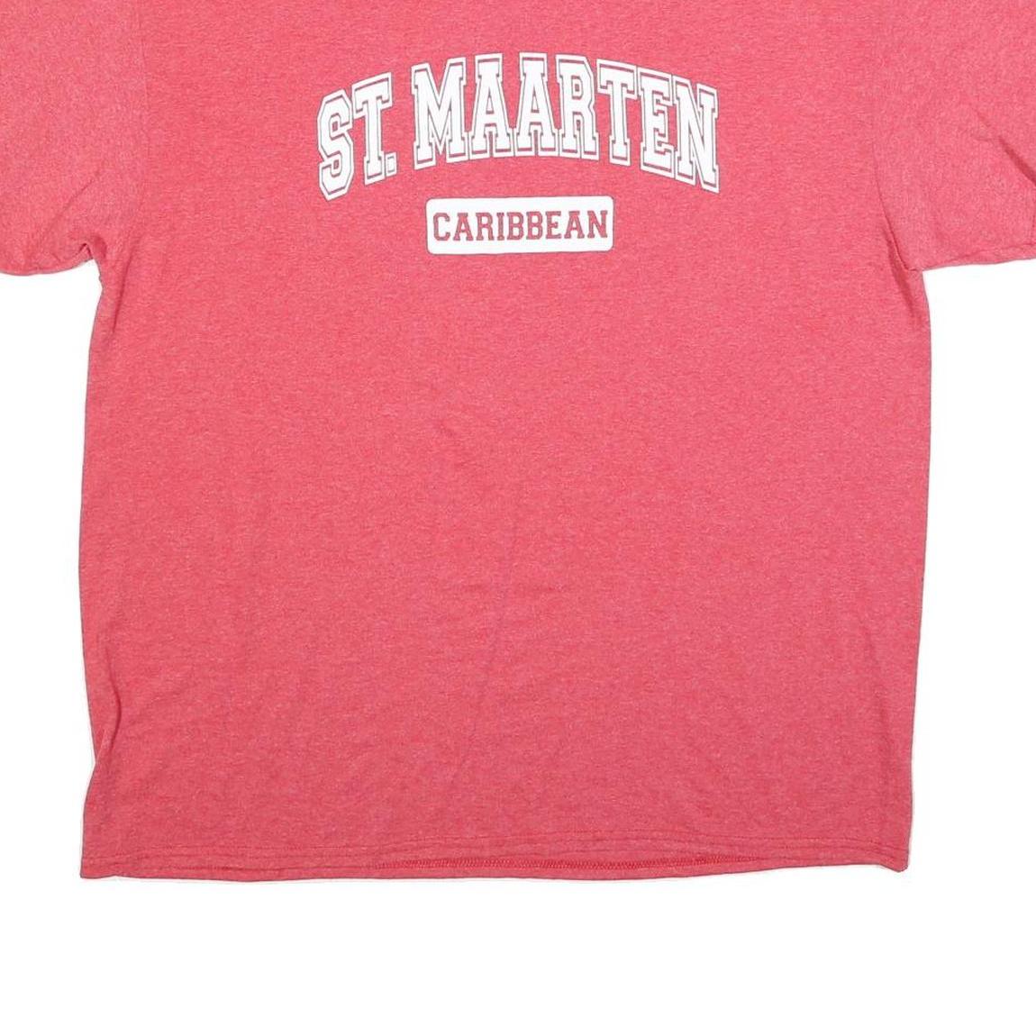 DELTA Mens Red St Maarten Caribbean T-Shirt XL Short Sleeve Crew Neck Casual
