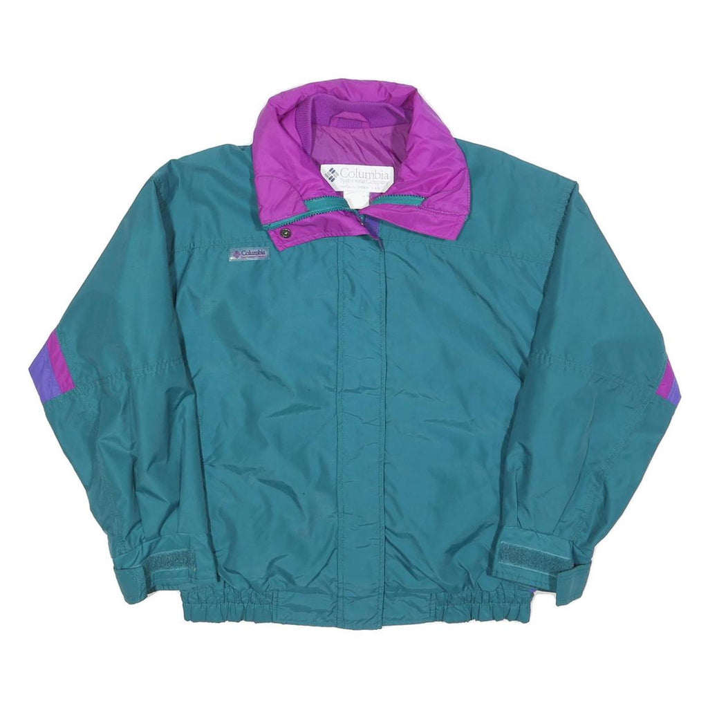 COLUMBIA Womens Teal & Purple Outdoor Jacket S Polyester Plain Windbreaker Zip