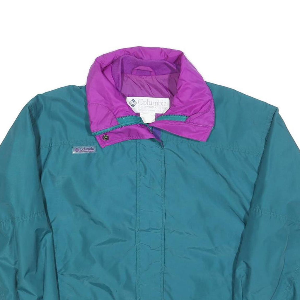 COLUMBIA Womens Teal & Purple Outdoor Jacket S Polyester Plain Windbreaker Zip