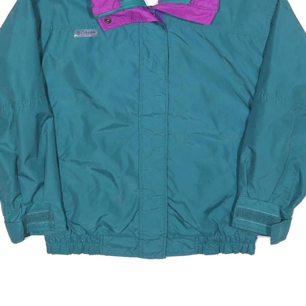 COLUMBIA Womens Teal & Purple Outdoor Jacket S Polyester Plain Windbreaker Zip