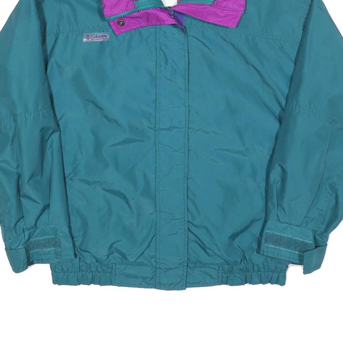 COLUMBIA Womens Teal & Purple Outdoor Jacket S Polyester Plain Windbreaker Zip