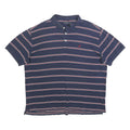 NAUTICA Mens Blue Striped Short Sleeve Polo Shirt XL Cotton Blend Casual