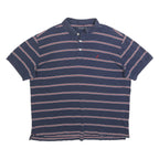 NAUTICA Mens Blue Striped Short Sleeve Polo Shirt XL Cotton Blend Casual