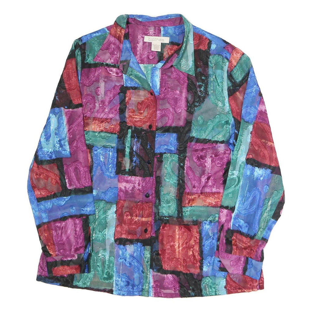 CLOTHES Womens Multicoloured Printed Shirt Long Sleeve Collared L Polyester